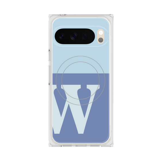 プレミアムスクエアケース with Pixelsnap［ オリジナル - initial two tone - W blue ］