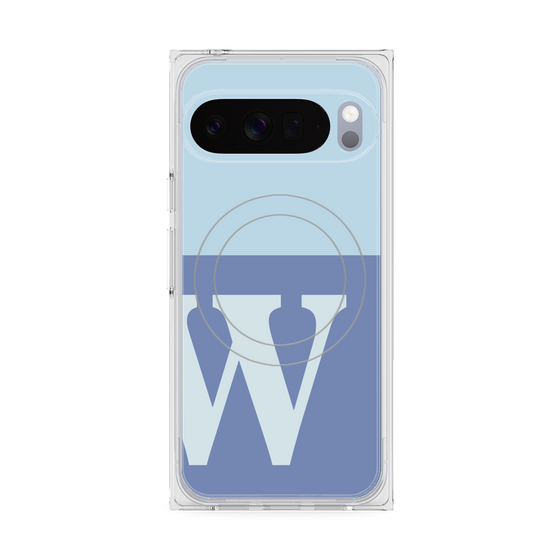 プレミアムスクエアケース with Pixelsnap［ オリジナル - initial two tone - W blue ］