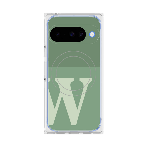 プレミアムスクエアケース with Pixelsnap［ オリジナル - initial two tone - W green ］