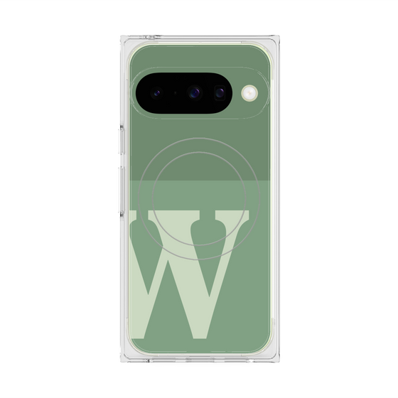 プレミアムスクエアケース with Pixelsnap［ オリジナル - initial two tone - W green ］