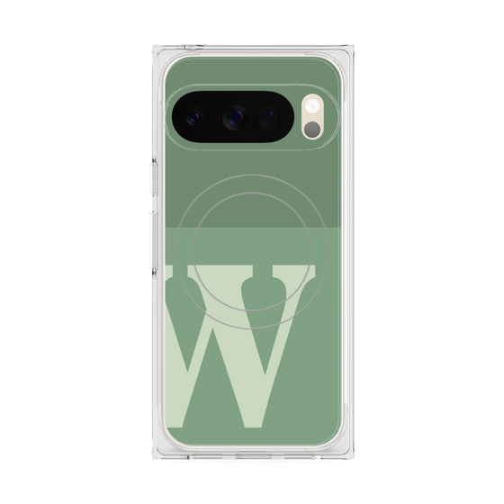 プレミアムスクエアケース with Pixelsnap［ オリジナル - initial two tone - W green ］