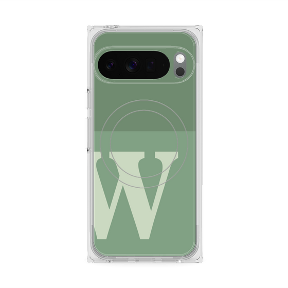 プレミアムスクエアケース with Pixelsnap［ オリジナル - initial two tone - W green ］
