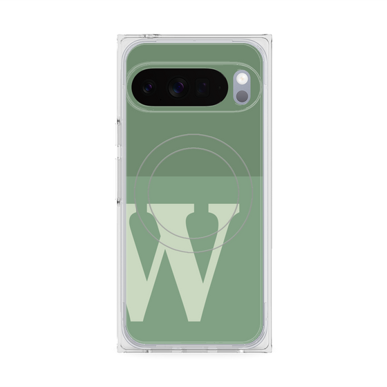 プレミアムスクエアケース with Pixelsnap［ オリジナル - initial two tone - W green ］