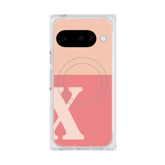 プレミアムスクエアケース with Pixelsnap［ オリジナル - initial two tone - X pink ］
