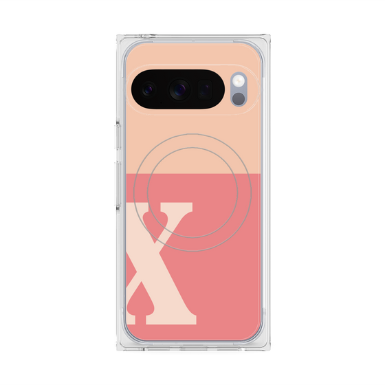 プレミアムスクエアケース with Pixelsnap［ オリジナル - initial two tone - X pink ］