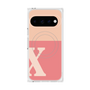 プレミアムスクエアケース with Pixelsnap［ オリジナル - initial two tone - X pink ］