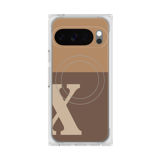 プレミアムスクエアケース with Pixelsnap［ オリジナル - initial two tone - X brown ］