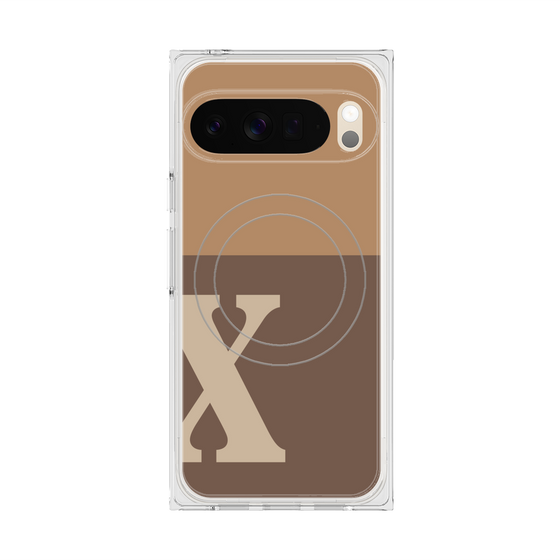 プレミアムスクエアケース with Pixelsnap［ オリジナル - initial two tone - X brown ］