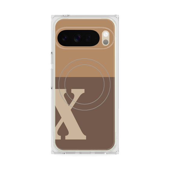 プレミアムスクエアケース with Pixelsnap［ オリジナル - initial two tone - X brown ］