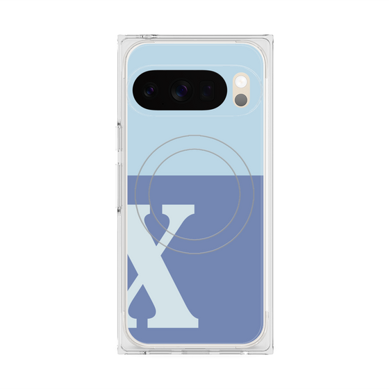 プレミアムスクエアケース with Pixelsnap［ オリジナル - initial two tone - X blue ］