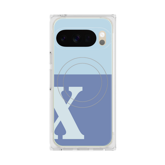 プレミアムスクエアケース with Pixelsnap［ オリジナル - initial two tone - X blue ］