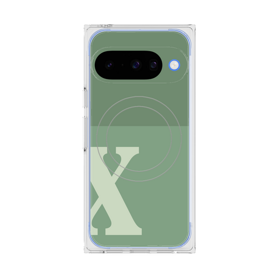 プレミアムスクエアケース with Pixelsnap［ オリジナル - initial two tone - X green ］