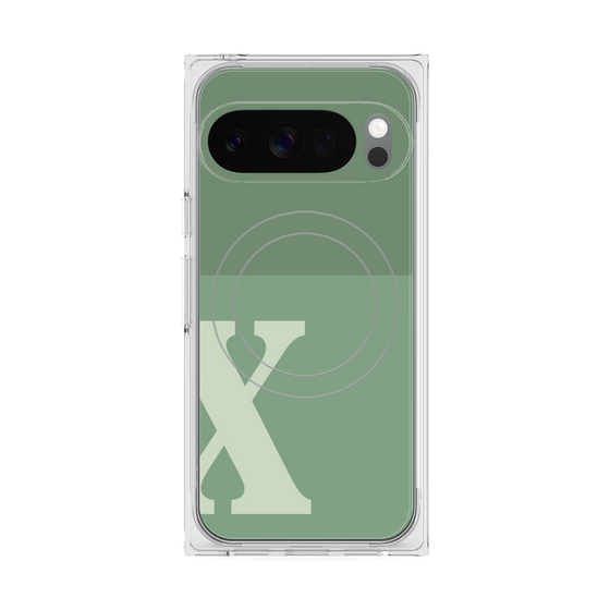 プレミアムスクエアケース with Pixelsnap［ オリジナル - initial two tone - X green ］