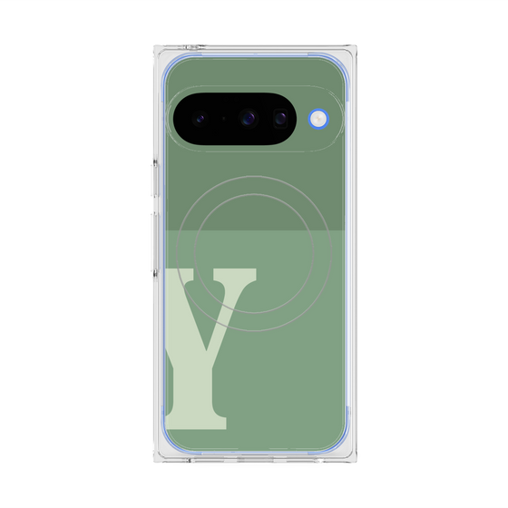 プレミアムスクエアケース with Pixelsnap［ オリジナル - initial two tone - Y green ］