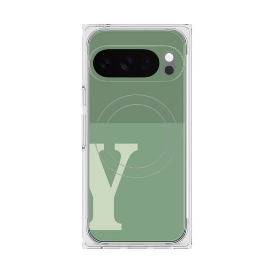 プレミアムスクエアケース with Pixelsnap［ オリジナル - initial two tone - Y green ］