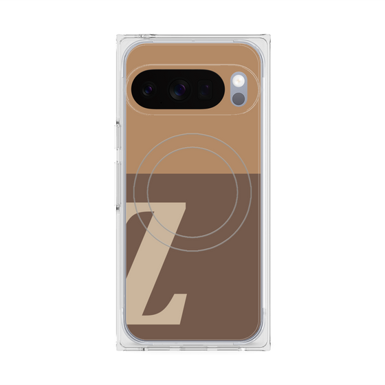 プレミアムスクエアケース with Pixelsnap［ オリジナル - initial two tone - Z brown ］