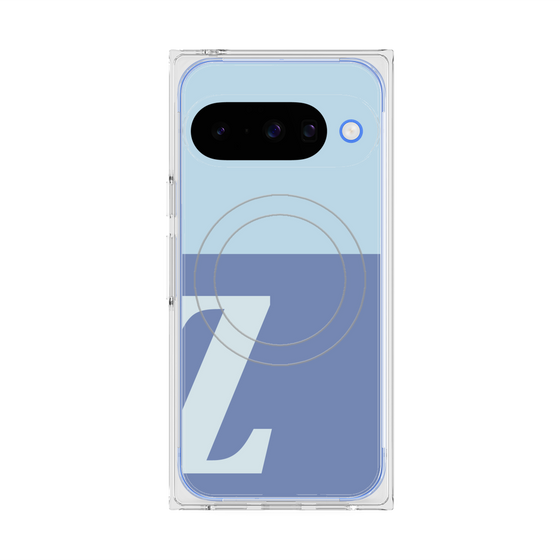 プレミアムスクエアケース with Pixelsnap［ オリジナル - initial two tone - Z blue ］