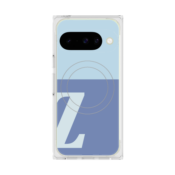 プレミアムスクエアケース with Pixelsnap［ オリジナル - initial two tone - Z blue ］