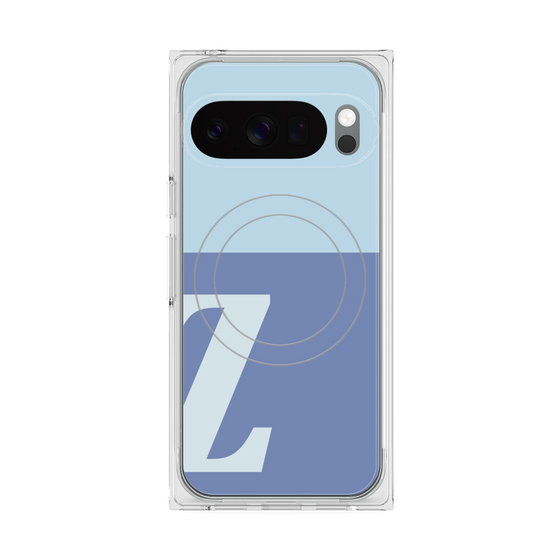 プレミアムスクエアケース with Pixelsnap［ オリジナル - initial two tone - Z blue ］