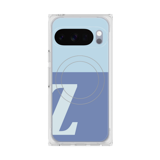 プレミアムスクエアケース with Pixelsnap［ オリジナル - initial two tone - Z blue ］