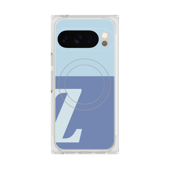 プレミアムスクエアケース with Pixelsnap［ オリジナル - initial two tone - Z blue ］