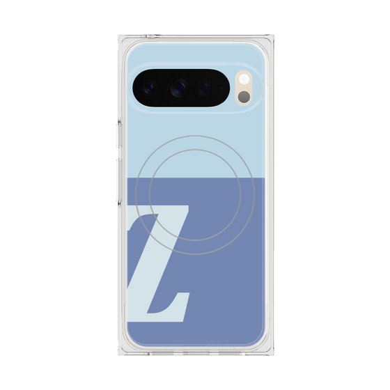 プレミアムスクエアケース with Pixelsnap［ オリジナル - initial two tone - Z blue ］
