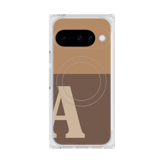 プレミアムスクエアケース with Pixelsnap［ オリジナル - initial two tone - A brown ］