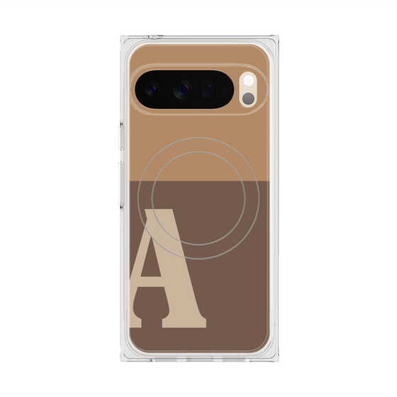 プレミアムスクエアケース with Pixelsnap［ オリジナル - initial two tone - A brown ］