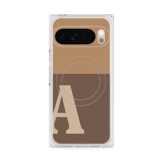 プレミアムスクエアケース with Pixelsnap［ オリジナル - initial two tone - A brown ］