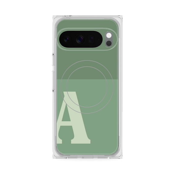 プレミアムスクエアケース with Pixelsnap［ オリジナル - initial two tone - A green ］