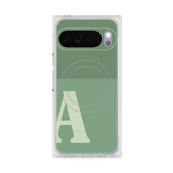 プレミアムスクエアケース with Pixelsnap［ オリジナル - initial two tone - A green ］