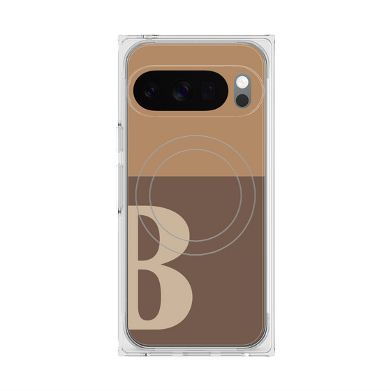 プレミアムスクエアケース with Pixelsnap［ オリジナル - initial two tone - B brown ］