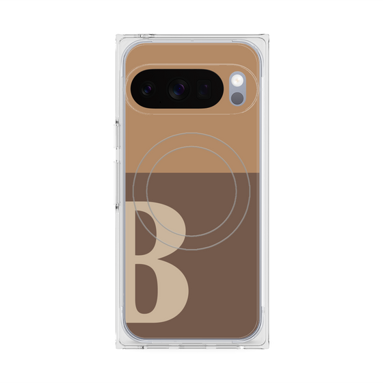 プレミアムスクエアケース with Pixelsnap［ オリジナル - initial two tone - B brown ］