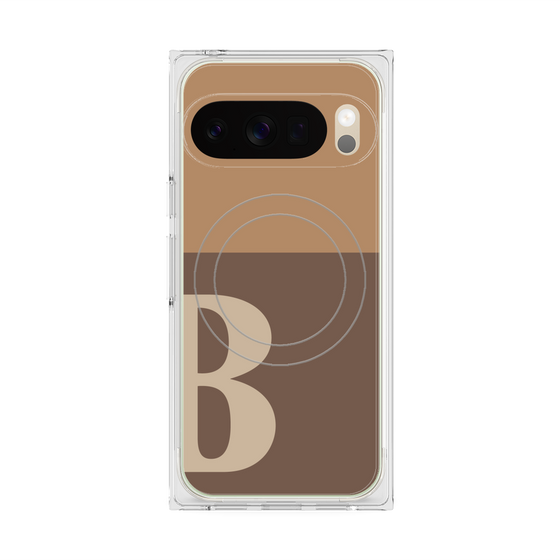 プレミアムスクエアケース with Pixelsnap［ オリジナル - initial two tone - B brown ］