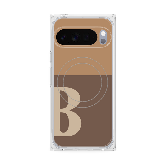 プレミアムスクエアケース with Pixelsnap［ オリジナル - initial two tone - B brown ］