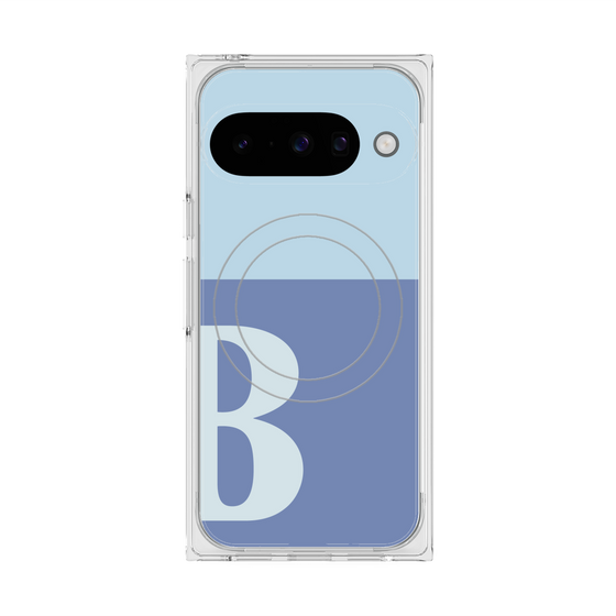 プレミアムスクエアケース with Pixelsnap［ オリジナル - initial two tone - B blue ］