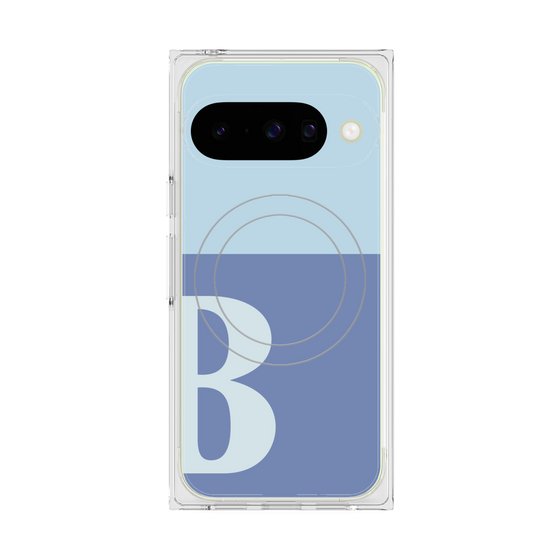 プレミアムスクエアケース with Pixelsnap［ オリジナル - initial two tone - B blue ］