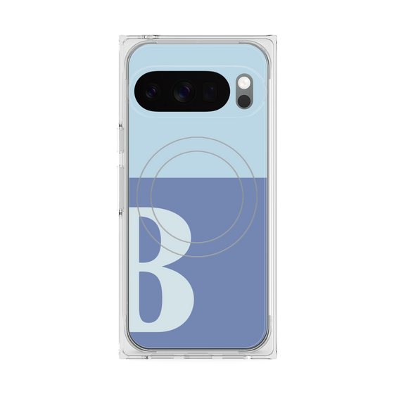 プレミアムスクエアケース with Pixelsnap［ オリジナル - initial two tone - B blue ］