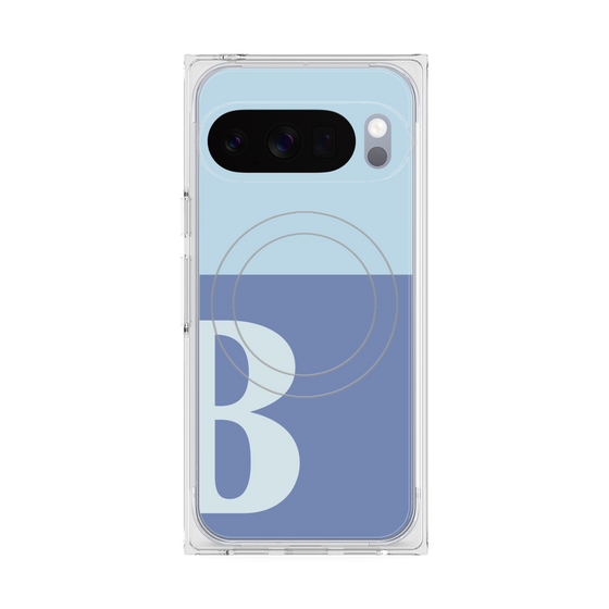 プレミアムスクエアケース with Pixelsnap［ オリジナル - initial two tone - B blue ］