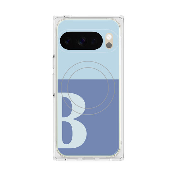 プレミアムスクエアケース with Pixelsnap［ オリジナル - initial two tone - B blue ］