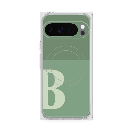 プレミアムスクエアケース with Pixelsnap［ オリジナル - initial two tone - B green ］