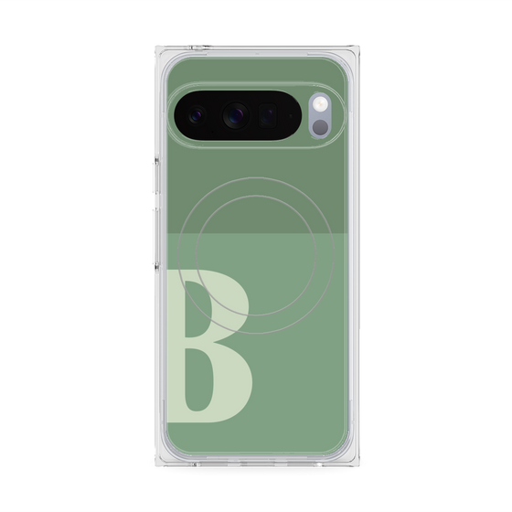 プレミアムスクエアケース with Pixelsnap［ オリジナル - initial two tone - B green ］