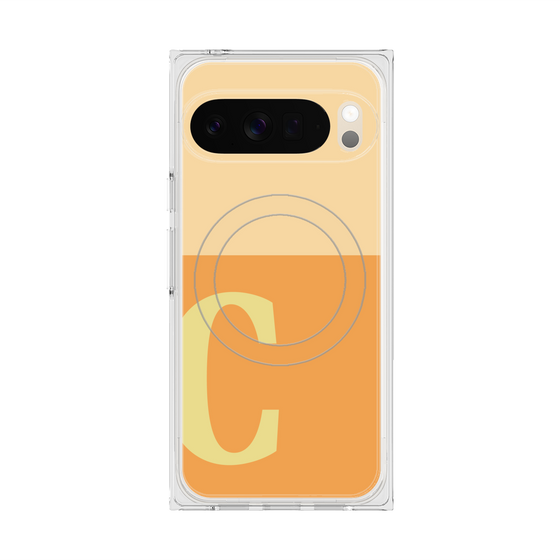 プレミアムスクエアケース with Pixelsnap［ オリジナル - initial two tone - C orange ］