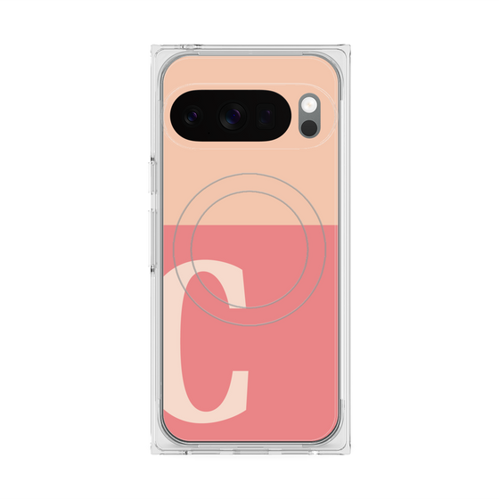 プレミアムスクエアケース with Pixelsnap［ オリジナル - initial two tone - C pink ］