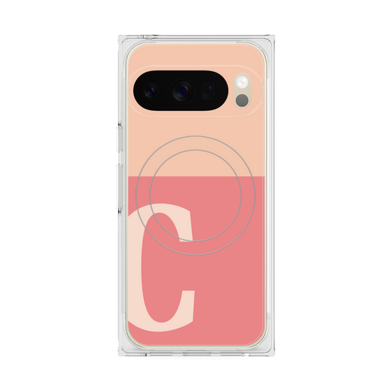 プレミアムスクエアケース with Pixelsnap［ オリジナル - initial two tone - C pink ］