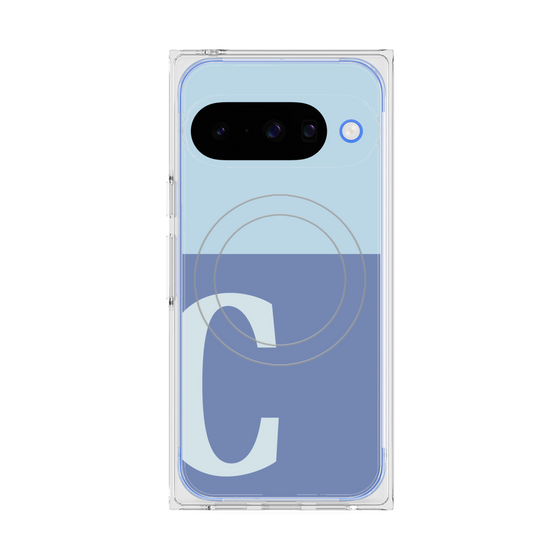 プレミアムスクエアケース with Pixelsnap［ オリジナル - initial two tone - C blue ］