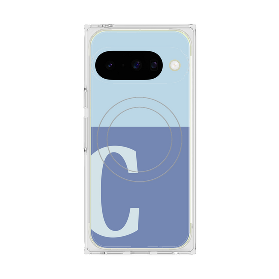 プレミアムスクエアケース with Pixelsnap［ オリジナル - initial two tone - C blue ］