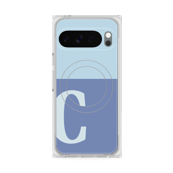 プレミアムスクエアケース with Pixelsnap［ オリジナル - initial two tone - C blue ］