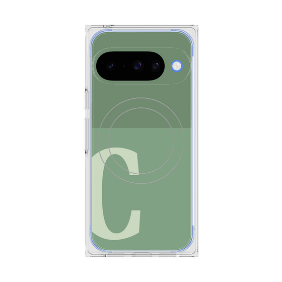 プレミアムスクエアケース with Pixelsnap［ オリジナル - initial two tone - C green ］
