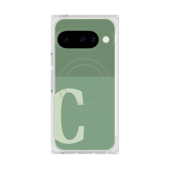 プレミアムスクエアケース with Pixelsnap［ オリジナル - initial two tone - C green ］